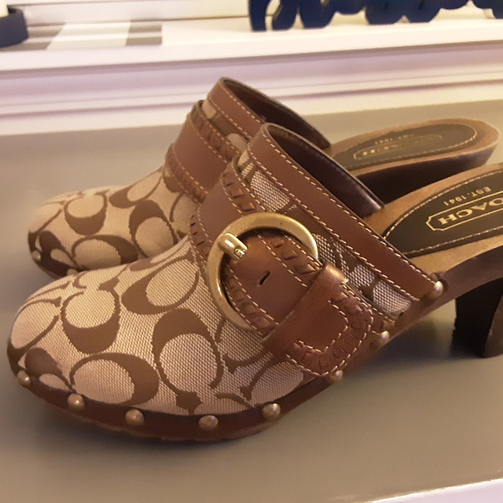 Coach Sig C Sable Mules
